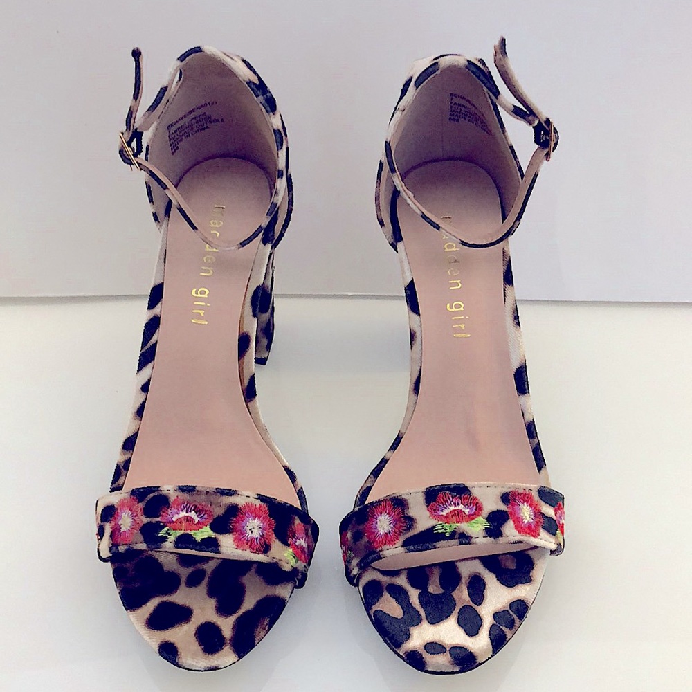 Madden Girl Leopard Floral Heels Size 7